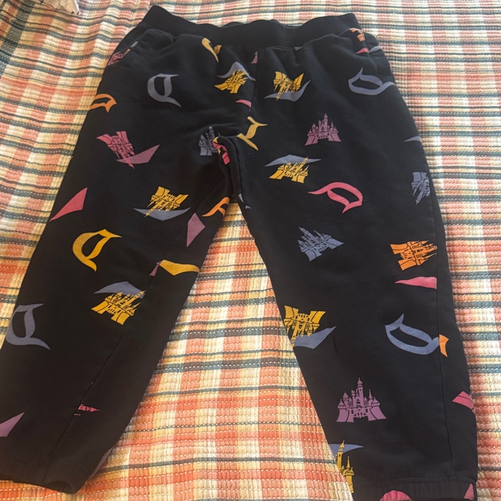 Adult’s Black Castle Print Jogger Pants